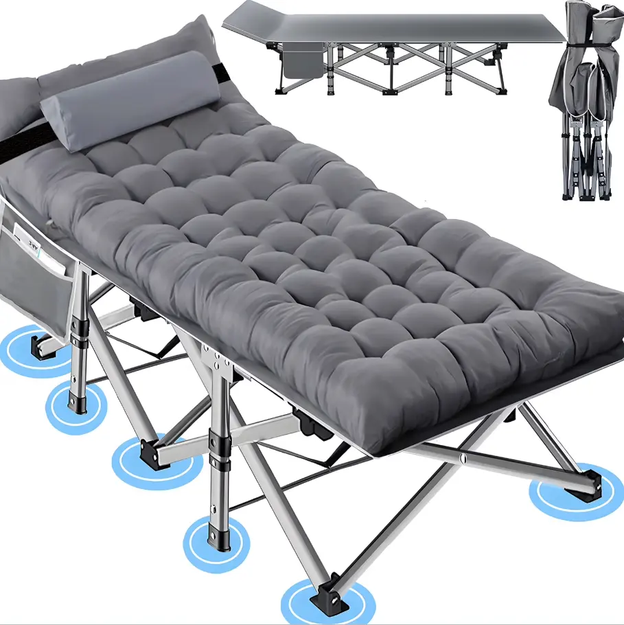 Portable Folding Camping Cot, Heavy Duty Steel Frame Sleeping Bed with 500 lb Capacity