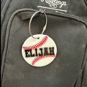 Acrylic Baseball bag tag / Baseball bag tag zipper charm