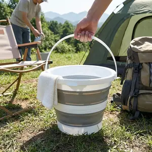 2.64 Gallon Foldable Bucket, Durable Compact Space-Saving Design, Ergonomic Handle, Strong Structure, Multi-Purpose for Car Wash, Plant Watering, Fishing