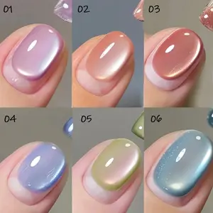 1/6pcs 15ML Spring Summer Glass Cat Eye Nail Polish Gel, Magnetic Super Bright Series, Ideal for Beginners DIY Manicure Art, Durable