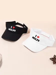 Letter Print Sports Visor Hat Workout Hat, Adjustable Empty Sun Top Hat Visor for Tennis Baseball Golf Athletic Cycling Running, Fashion Accessories for Women & Men