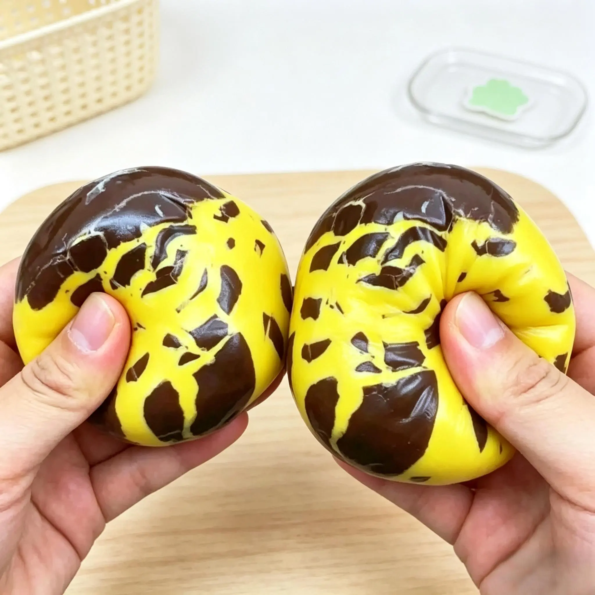 Crunchy Squishy Stress Relief Ball – Mango Mint Dark Chocolate Design, Handmade Slow Rising Fidget Toy with Crackling Sound, Shapeable Squeeze Toy for Teens, Adults, Office Relaxation & Fun Gifts