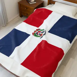 Plush Blanket - Dominican Republic Flag Design for Cozy Movie Nights, Power Naps, or Gifts. Soft Polyester, Vibrant Colors, Island Vibes.