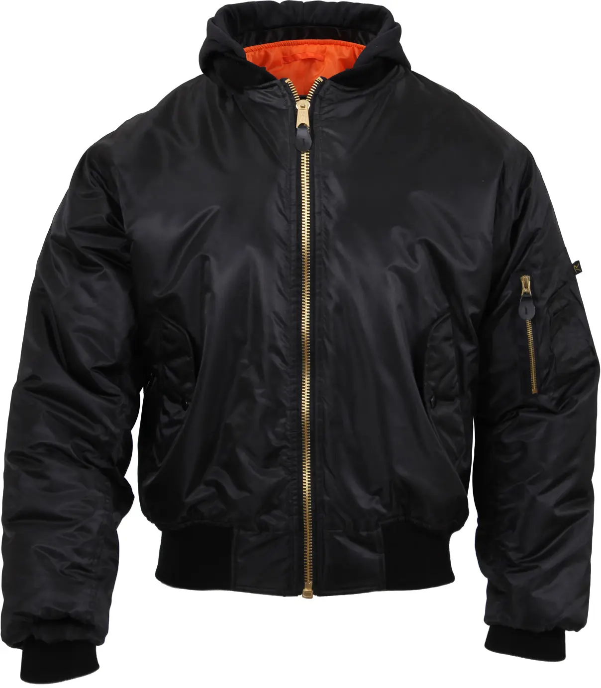 Men's MA-1 Flight Jacket, Reversible Bomber Coat with Removable Hood, Water Repellent Nylon Shell with Ribbed Knit Trim & Pockets, Menswear, Tops