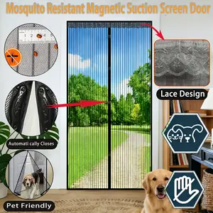 Magnetic Fly Screen Door Curtain, Automatic Closure No Drilling Required, Durable Polyester Mesh for Indoor Outdoor Use, Mosquito Protection