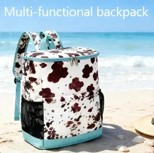 Cow Print Insulated Cooler Backpack with Upgraded Thermal Lining Leakproof Picnic Bag for Outdoor Travel & Beach Hands-Free Shoulder Straps Multi-functional Bag 2026