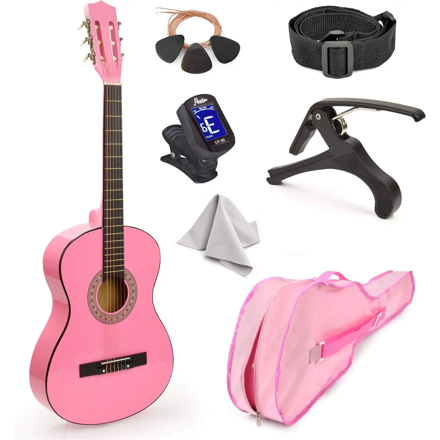 30"  Classical Guitar with Case and Accessories for /Girls/Boys/Beginners (Pink)
