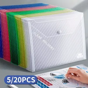 5 pieces, colorful transparent foldable file folders, for A4, PP plastic student folders, easily organize your study supplies