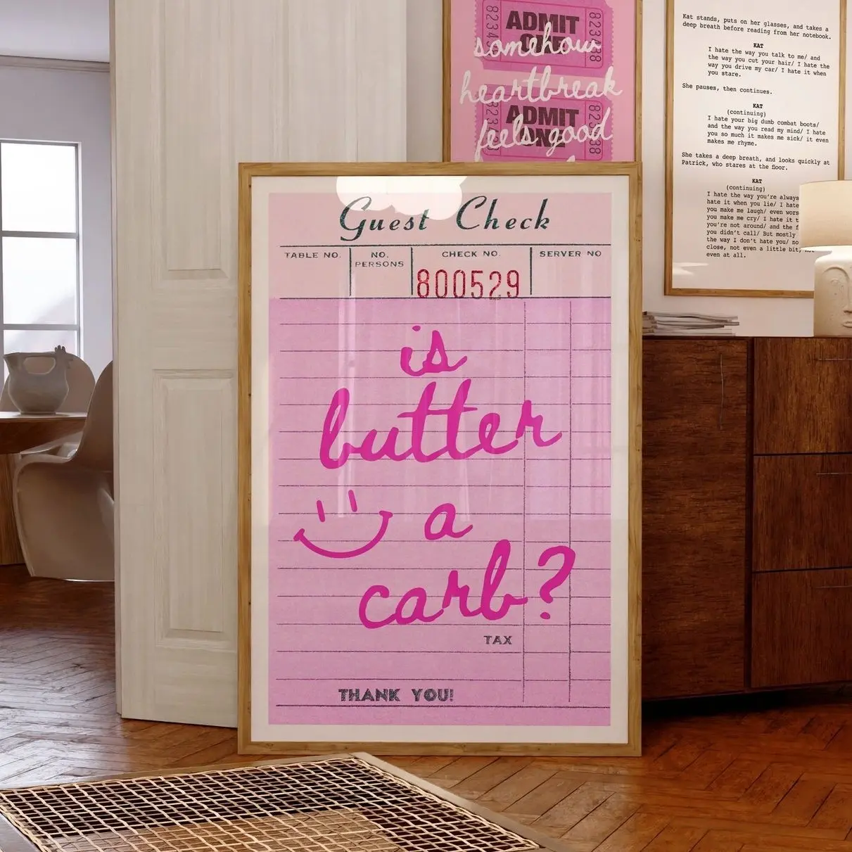 Mean Girls Movie Quote Printable Guest Check Wall Art, Trendy Cute Art Print, Aesthetic Gallery Decor, Regina George, Kitchen Butter Frameless Poster P