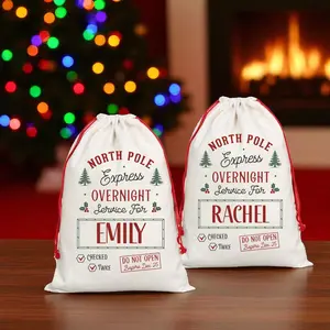 Personalized Christmas Gift Sack with Red Drawstring – Large 19.6" x 28" Santa Sack