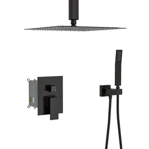 Dual Shower Head - 12 Inch Ceiling Mount Square Shower System with Rough-in Valve, Oil Rubber Bronze(High end and high-quality)
