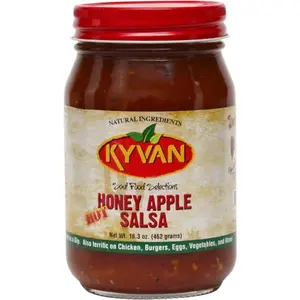 KYVAN Hot Honey Apple Salsa - Spicy Dip Sauce with Fresh Tomatoes & Golden Honey - 16.3 oz Jar for Chips & More Flavor - Natural Ingredients & Unique Blend