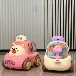Cute Cartoon Toy Car with Press-to-Shoot Basketball Machine and Inertia Car (2-in-1) - A Gift for Boys
