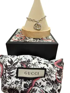 Pre-owned Gucci Interlocking Gucci" Silver Bracelet (7.5 in.) Full Set Perfect for Daily Use
