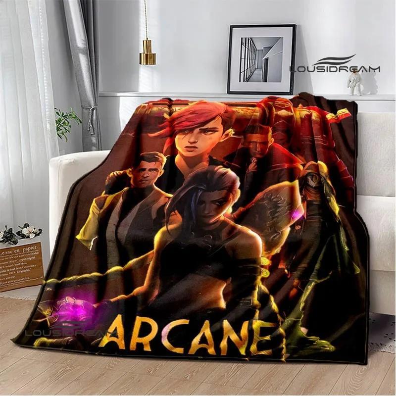 Hot Anime Arcane HD Blanket Cool Jinx Throw Blanket for Home Bedroom Bed Sofa Travel Office Warm Blanket for Winter