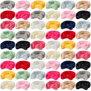 54 Pcs Soft Coral Fleece Skincare Headband Spa Headband Bow Makeup Headband for Girls Women Fashion Accessories