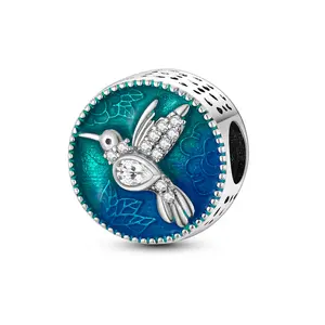 MULA 925 Silver-plated Spring Bird Charm | Elegant Enamel and Zirconia Beads | Fits Pandora Bracelets and Necklaces | Perfect Nature-Inspired Gift for Women and Girls