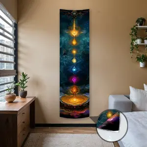 Chakra Energy Banner Tapestry Durable Decorative Tapestry Mandala Tapestry for Bedroom Studio Wall Hanging Tapestry for Home Wall Decoration Washable Stitched Edge Vertical Orientation Tapestries Gifts for Wellness Enthusiasts Spiritual Seekers, Backdrop