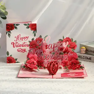 Valentine's Day Card, 3D Pop-Up Card with Flower Bouquet Keepsake Gift, Romantic Valentines Gifts and Flowers 2-in-1 Idea for Valentine, Birthday, Wedding, Anniversary, Wife Husband, Mom, Women, Him Her, Girlfriend Boyfriend