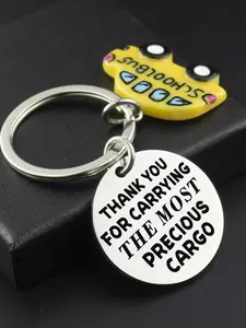 Resin School Bus Keychain, Stainless Steel Thank You Key Ring, Durable and Stylish Accessory, Keychain Charm, Perfect Gift Idea