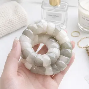 September Laurel Gray & White Bodhi Bead Bracelet | Minimalist Fidget Jewelry | Calming Stress Relief Wristband for Men & Women