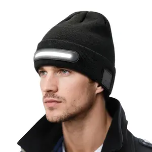M1-TD3 Hydrif LED Beanie Hat for Hiking Camping with Hands-Free App Control USB-C Fast Charge IPX4 Water Resistant for EDM Festivals Skiing