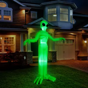 9ft Tall Halloween Inflatable Alien Decoration with Built-in LEDs - Spooky Outdoor Yard & Garden Decor, Plug-Powered, Perfect for Lawn, Patio, or Halloween Party, Halloween Decorations, Patio Decoration, Vibrant Light Display, Easy Setup De