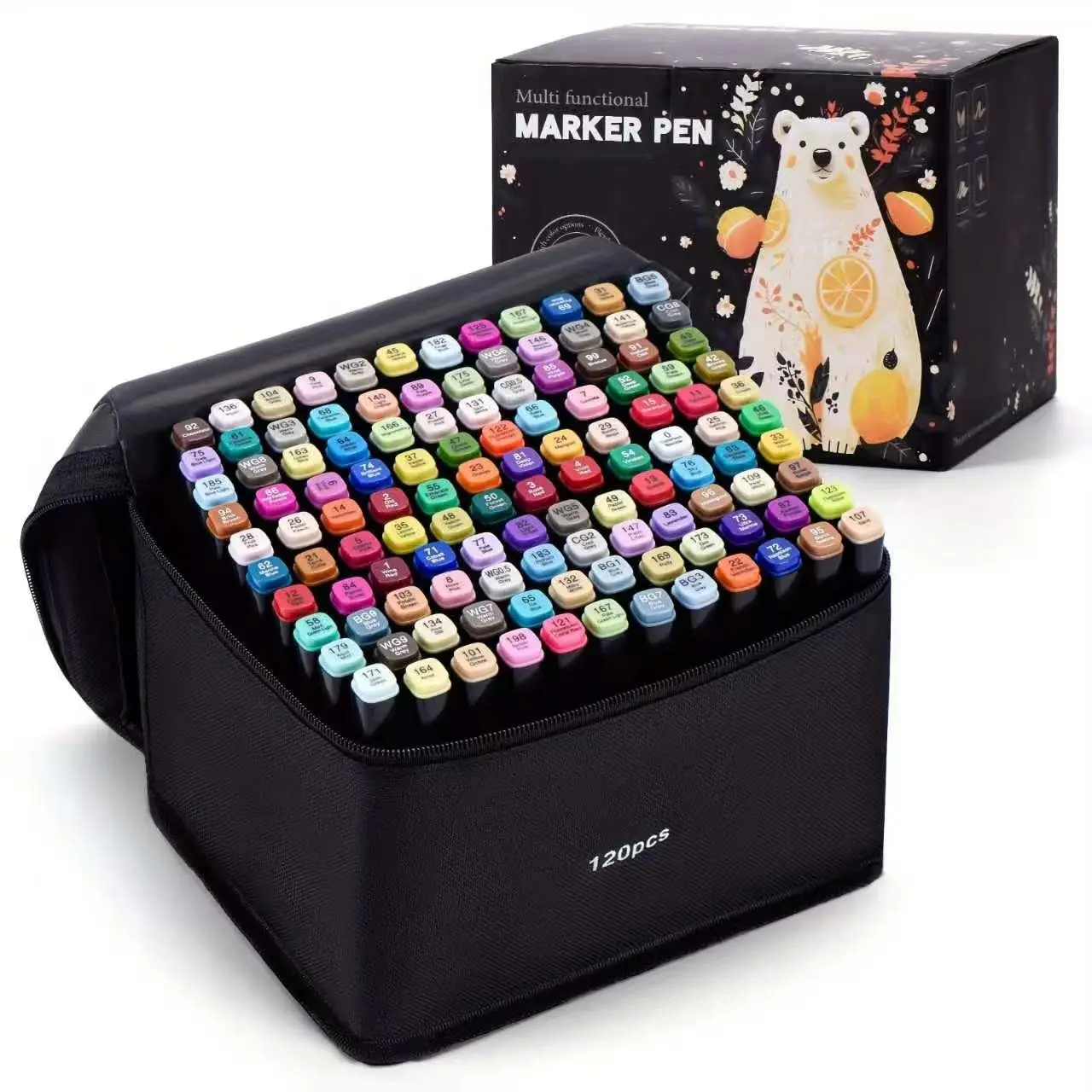 120 Colors Dual-Ended Marker Pens, Washable and Smudge-Resistant, Soft Watercolor Tips, Ideal for Office Note-Taking
