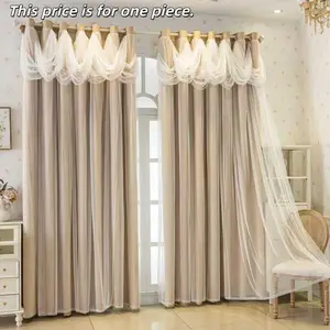 1PC Princess Style Luxury Fashion Room Decor Curtain, Girl Wind Dreamy Full Light Blocking Bedroom Simple Dual Layer Floor Window Drapes