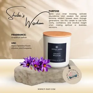 Ancient Lights Sheba's Wisdom Candle 12.7 oz Grapefruit Saffron Scent for Divine Feminine Power Intuition & Prosperity Spiritual Practice Therapeutic Essential Decor Ornaments Perfume Aroma