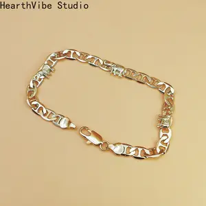 Punk Style Copper Plated 18K Unisex Elephant Hoop Bracelet Friend Gift Chain Vintage Geometric Shape for Anniversary Celebration