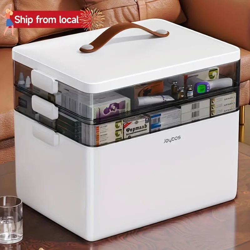 3 Tier Large Visible Family Medicine Storage Box, Multi-Purpose Organizer For Home And Dormitory, Multi-Tier With Lid, Categorized Storage, White!
