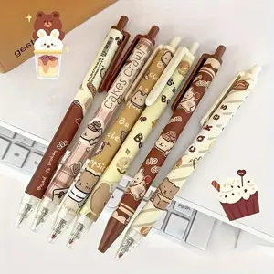 Random Color Cartoon Bear Series Glue Pen, 6/12pcs 0.5mm Ink Retractable Pen, Writing Pen for Students, Office Stationery & Supplies