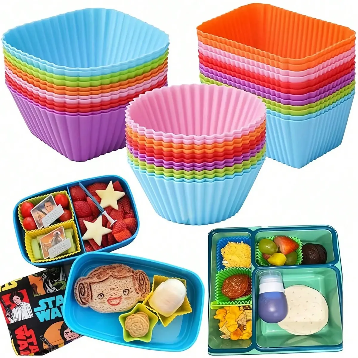 5-Piece Silicone Lunch Box Divider Set, Reusable Silicone Lunch Container Accessories, Durable, Dishwasher & Freezer Safe, Back-To-School Essentials