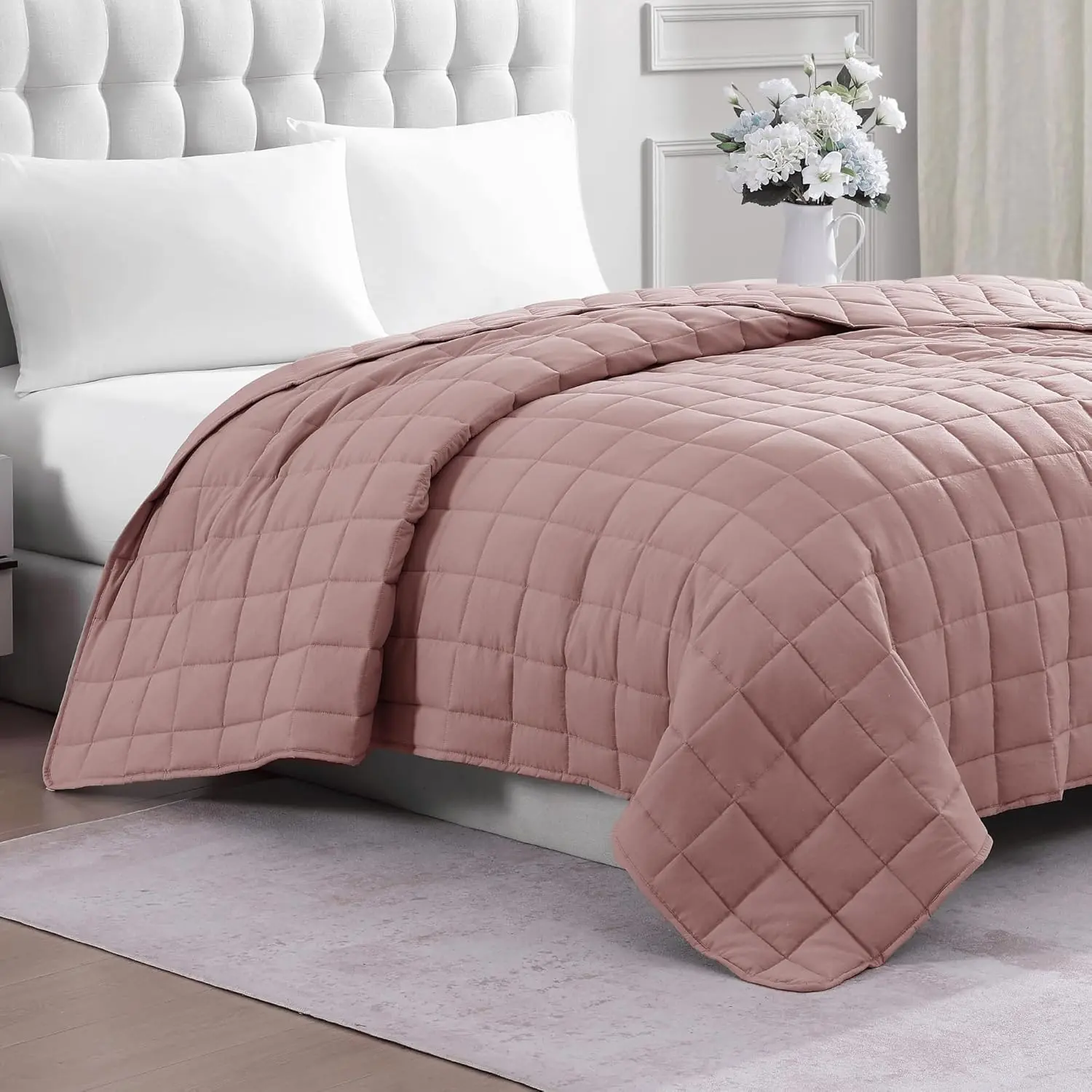 Soft Quilted Microfiber Down Alternative All Season Bed Blanket - Sepia Rose