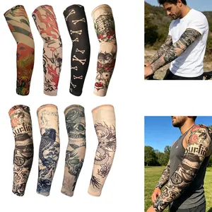 Set of 8 Unisex Tattoo Sleeves, Featuring Stylish Tattoo Designs—Perfect for Outdoor Cycling and Sports.
