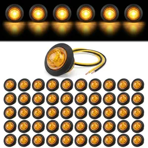 12V DC 3/4 Inch Mount LED Mini Round Trailer Side Marker Lights - Waterproof Sealed Truck Accessories, Clearance Signal Lamps for Trucks, RVs, Light