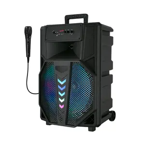 15” Portable Party Speaker With Microphone Rechargeable Bluetooth Speaker Wireless Indoor Ourdoor Loud DJ LED Light