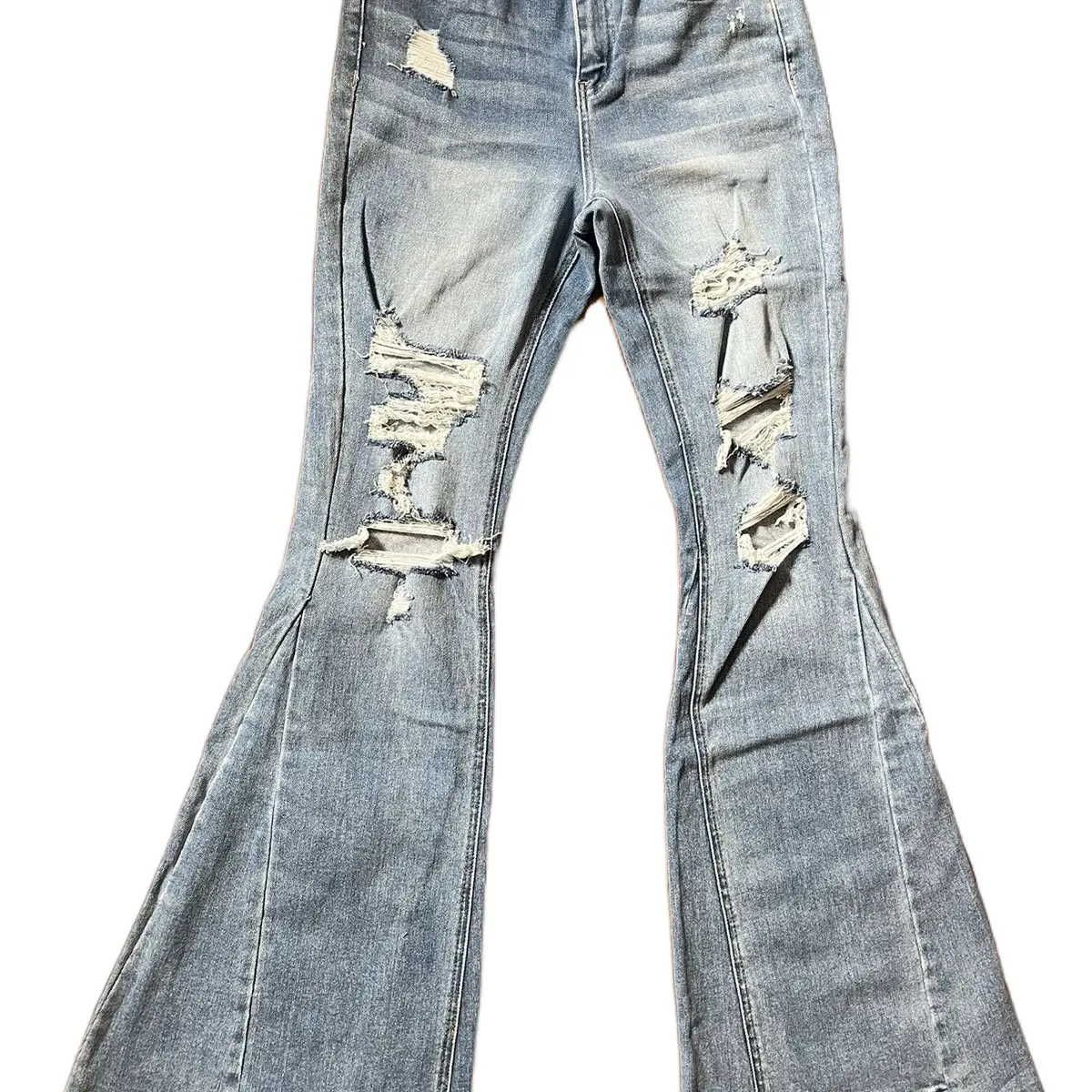 Flying Monkey Rebecca Destroyed Wide Flare Denim for Women - Womenswear, Jean
