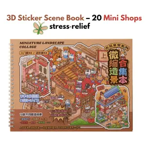 Mother’s Day gift 3D Sticker Scene Book for Stress Relief – 20 Magical Mini Shop Worlds, Cute Animal Sticker Pack, DIY Creative Sticker Therapy & Relaxing Sensory Activity Book for Kids, Teens & Adults | Perfect Birthday, Easter & Summer Gift