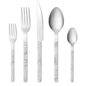 Khen 20-Piece Cutlery Set – Includes Dinner Knives, Forks, Spoons, Salad Forks & Teaspoons – Dishwasher Safe Cutlery Set for Home, Kitchen, Parties & Special Occasions – Carrera Pattern Handles
