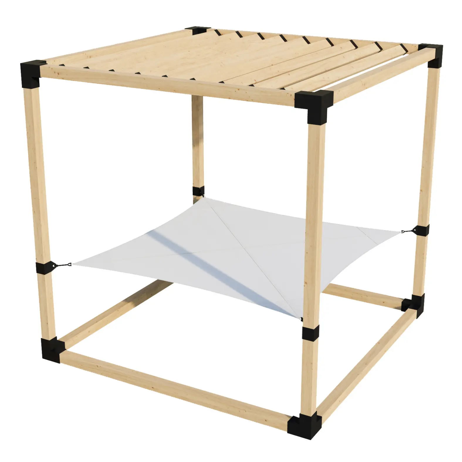 2-Person Pergola Hammock Kit with Angled Roof Slats (Kit for 4x4 Wood Posts)