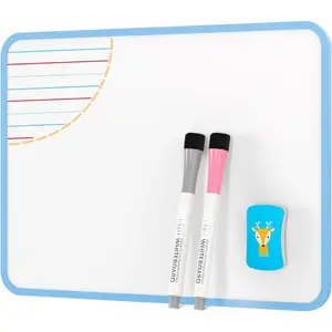 Small Dry Erase Lapboard, 9 x 12 Inch Double Sided (Ruled/Plain), Seamless Frame Design, Mini  Whiteboard Set,  for , Classroom and School (1 Eraser&2 Markers Included)