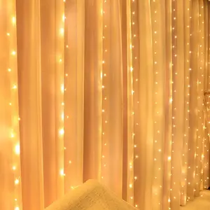 Solar Curtain Lights, Long 118 Inches Wide 78 Inches, 200 LED/300 LED Decorative Lighting, Outdoor Waterproof Ip55 Festive Atmosphere Light