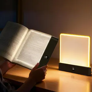 Book Light Rechargeable Clear LED Flat Book Lights for Reading in Bed at Night with  Timer, Dimmable Panel Plate Book Lamp Full Page Light, Bookish Gifts for Women Readers Kids Book Lovers