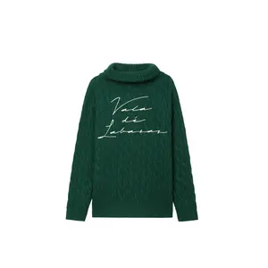 Domus Cable Knit Jacket – Green (Cashmere Blend)