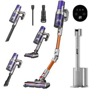 Electactic Cordless Vacuum Cleaner with HEPA Filter, Power Detect Clean & Empty, Auto-Empty System, Rechargeable, Portable Handheld Attachment, Stick Vacuum for Pet Hair, Carpets & Hardfloor, Purple