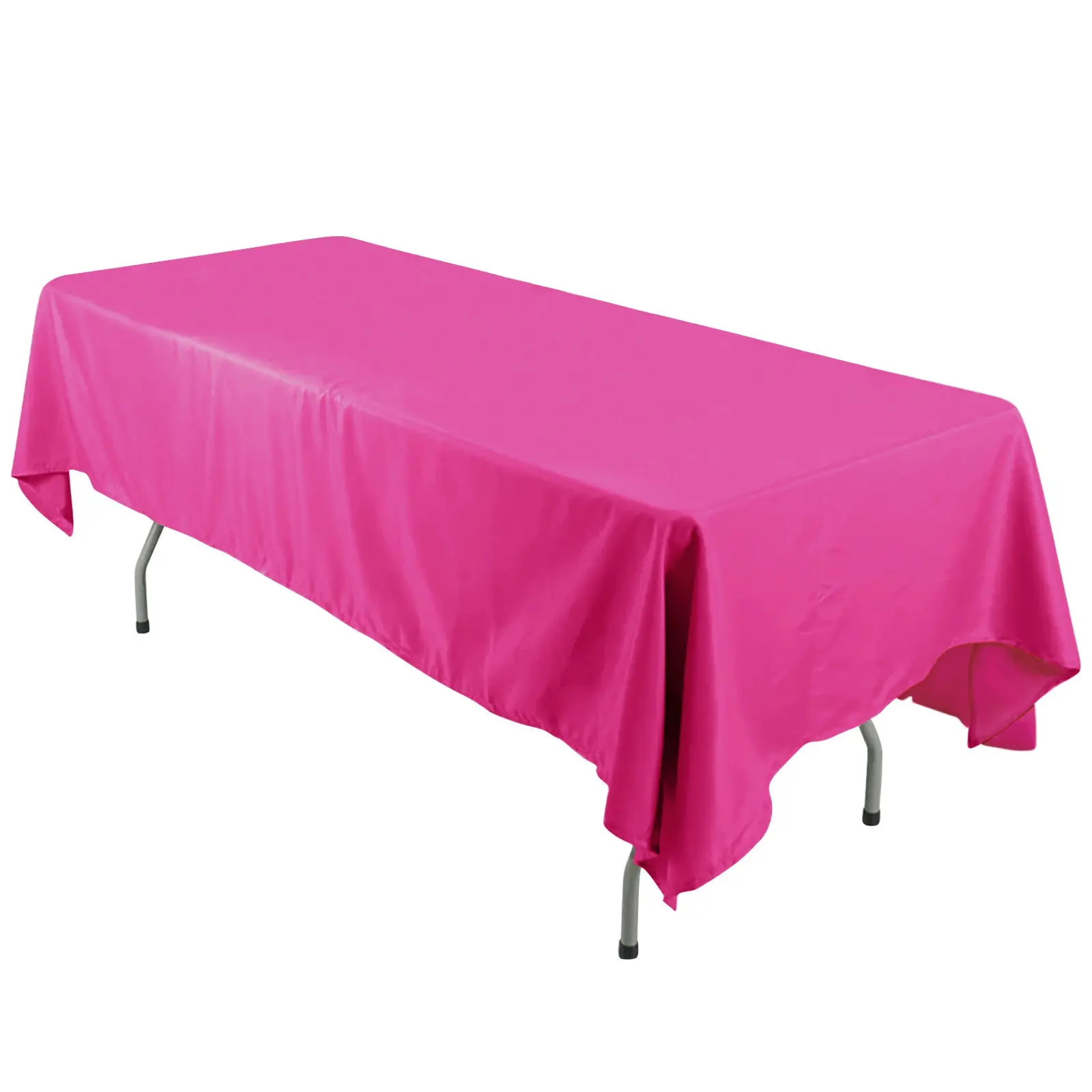 Fuchsia Polyester Rectangle Tablecloth (60"x126") - Wrinkle-Resistant, Washable Cover for Birthday, Wedding, Casual, Thanksgiving, Outdoors Events
