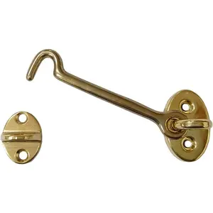 Heavier Duty Brass Door Hook Latch & Eye, 4", Vibrated Brass, Made in Taiwan, 1 Pack Durable Door Hardware for Home Use