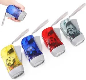 4 Pack Hand Crank Emergency Flashlight, No Battery Required, 3 LED Bright Lights, Portable Wind-Up Flashlight for Camping, Hiking, Outdoor, Home & Car Emergencies, Easy Use for Kids & Adults